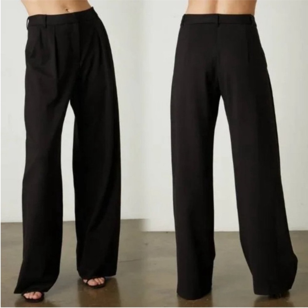 Velvet Graham Spencer Leona Wide Leg Pants Women Size 2 Black Ponte High Rise